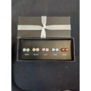 Avon Five 5 Piece Earring Set Imitation Pearl Silver Tone Stud Earrings‎
